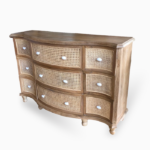 Sideboard with 9 drawers, rattan-paneled drawer fronts