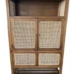 Teak Cabinet With Rattan Covering