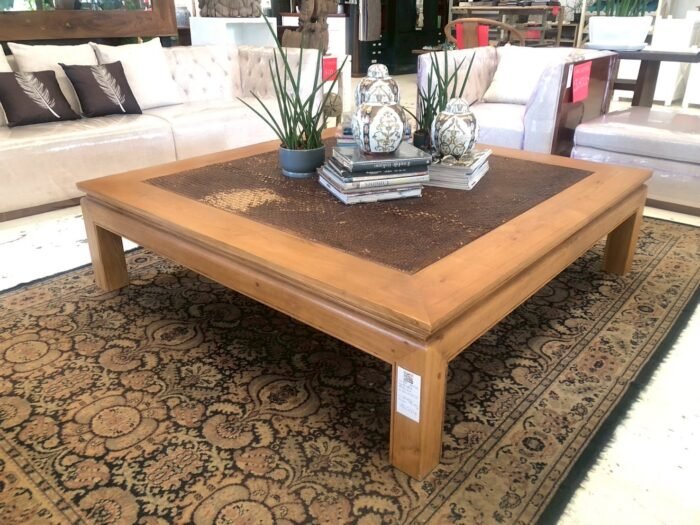 Table teakwood top rattan - Image 1